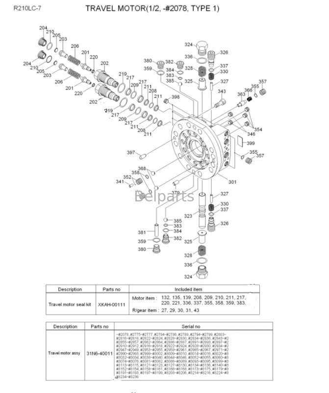 ヒュンダイ210 Lc7 R210 Lc7 31N6-40010に耐えるR210lc-7旅行モーターへのBelpartsの掘削機の最終的なドライブ