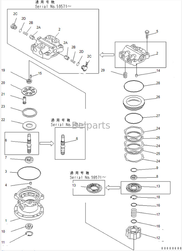 掘削機の回転モーターPc40 Pc60-7振動モーター アッセンブリ708-7T-00470秒針