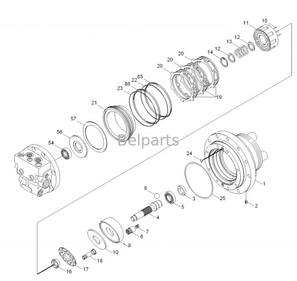 R55-7 R55-7A ファイナルドライブ アッシー ベルパーツ 掘削機 トラベルモーター アッシー 31M8-40010 31M8-40020 ハンダイ用