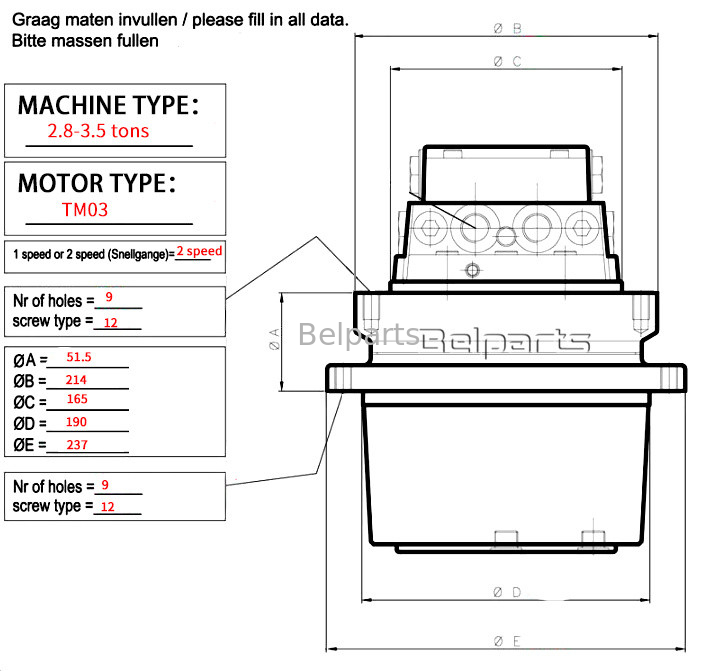 TM03 掘削機部品 MAG18VP-230 MAG18VP-350 ヤンマー B22 B25V B37V B27 VIO30 最終ドライブ