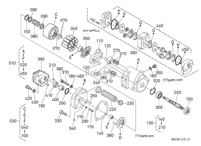 水力ポンプ Kubota U17-3 KX41-3 KX018-4 ミニエグババターパーツ PVD-00B-15P-5G3-4982A メインピストンポンプ RB238-61112 RB238-61110 RG138-61110 RG138-61114 RG138-61113