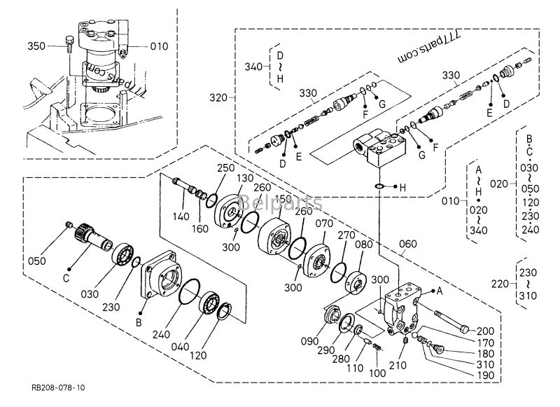KX41-2 KX41-2S KX41-3 KUBOTA ミニショベル部品用スイングモーター スルーモーター減速機アッシー RB101-61282 RB101-69302 RB238-61280