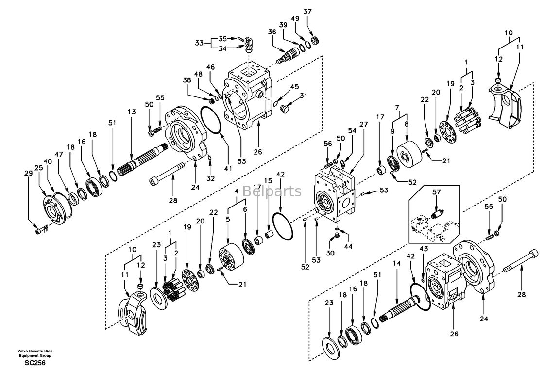 EC140 エグババター用スペアパーツのための水力ポンプ K3V63DT-9N09-14T メインピストンポンプ SA 1142-05460