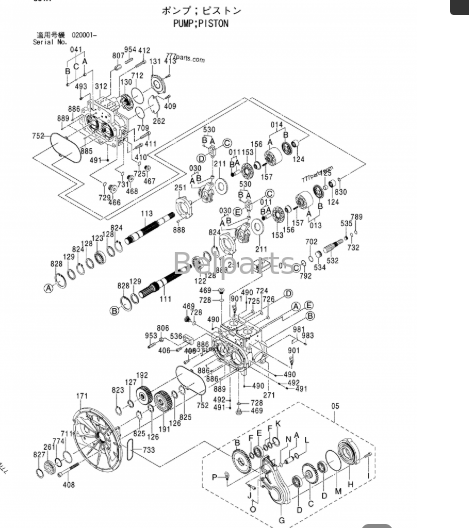 John Deere 450D LC メイン油圧ポンプ 4633472 PG200028 フィット 450DLC 掘削機部品 BELPARTS